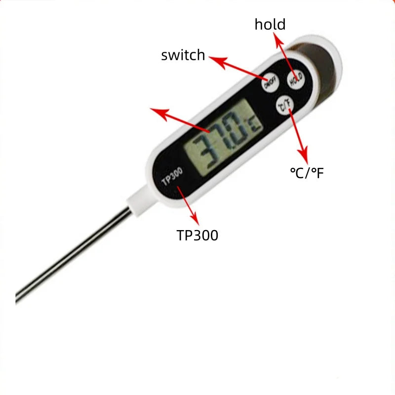 Digital Kitchen Thermometer - Stainless Steel Probe for Cooking & BBQ