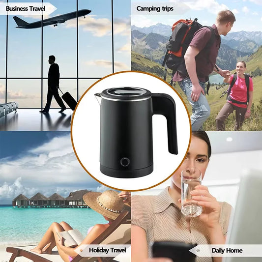 500ML Portable Travel Electric Kettle - Compact Water Boiler for Tea & Coffee