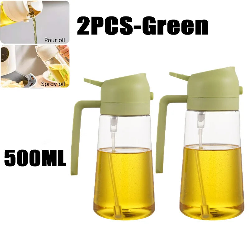 2in1 500ml Plastic Spray Oil Sprayer Bottle Spray Oil Dispenser Oil Jar Cruet BBQ Kitchen Baking Roasting Picnic Kitchen Tool
