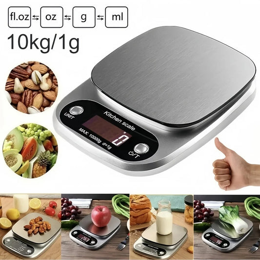 Digital Kitchen Scale 10kg - Stainless Steel LCD Electronic Food Scale