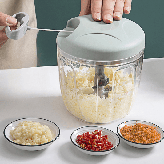 Multi-Function Vegetable Chopper & Garlic Press - Manual Food Cutter