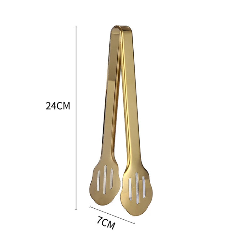 30-Styles Gold BBQ Food Tongs Steak Clip Stainless Steel Hollow Cake Bread Grill Clamp Cooking Utensils Kitchen Accessories