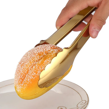 30-Styles Gold BBQ Food Tongs Steak Clip Stainless Steel Hollow Cake Bread Grill Clamp Cooking Utensils Kitchen Accessories