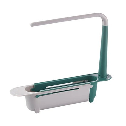 Telescopic Sink Shelf Organizer - Expandable Soap & Sponge Holder Drain Rack