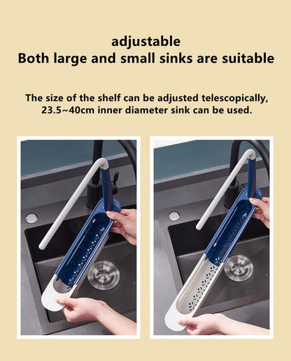 Telescopic Sink Shelf Organizer - Expandable Soap & Sponge Holder Drain Rack