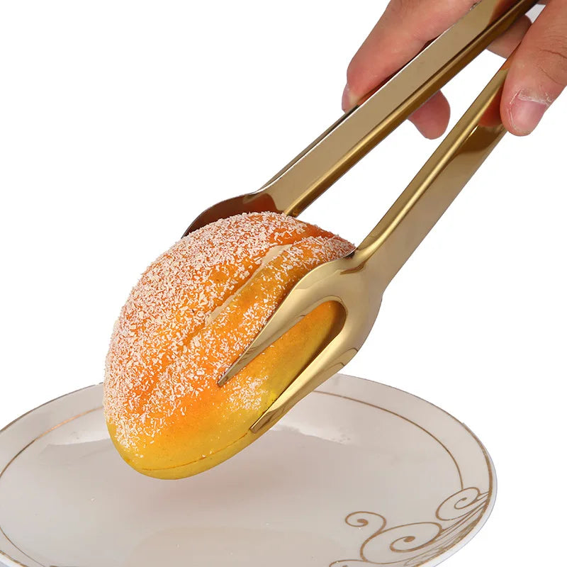 30-Styles Gold BBQ Food Tongs Steak Clip Stainless Steel Hollow Cake Bread Grill Clamp Cooking Utensils Kitchen Accessories