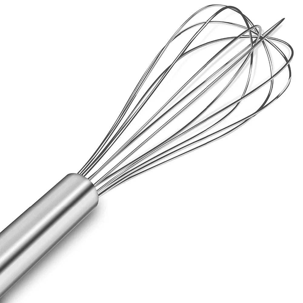 Stainless Steel Wire Whisk - 8"/10"/12" Balloon Egg Beater for Baking & Cooking