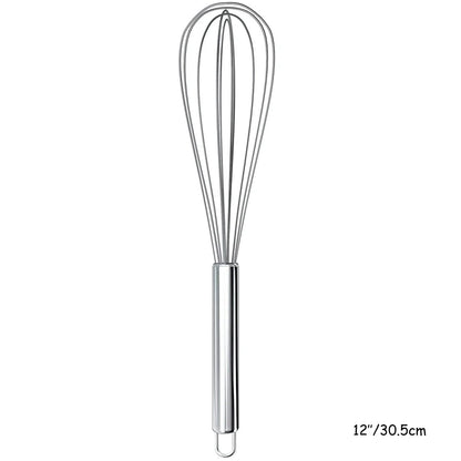 Stainless Steel Wire Whisk - 8"/10"/12" Balloon Egg Beater for Baking & Cooking