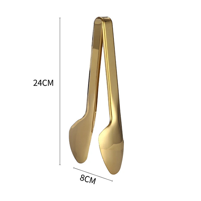 30-Styles Gold BBQ Food Tongs Steak Clip Stainless Steel Hollow Cake Bread Grill Clamp Cooking Utensils Kitchen Accessories