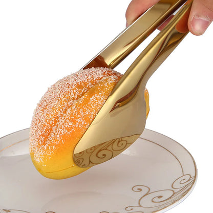 30-Styles Gold BBQ Food Tongs Steak Clip Stainless Steel Hollow Cake Bread Grill Clamp Cooking Utensils Kitchen Accessories