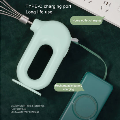 Egg Beater Electric Mixer Kitchen Gadget Quick Charging Battery-operating Convenience USB Charge Adjustable 4 Gears Pink