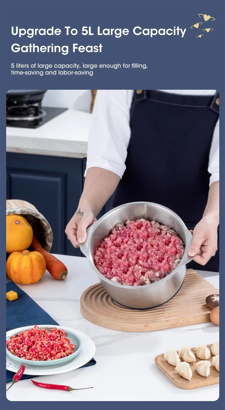 5L Electric Meat Grinder - Multi-Function Food Processor & Vegetable Chopper