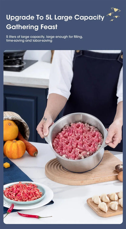 5L Electric Meat Grinder - Multi-Function Food Processor & Vegetable Chopper