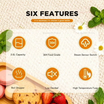 1.8L Stainless Steel Electric Kettle - 1500W Fast Boiling Water Kettle