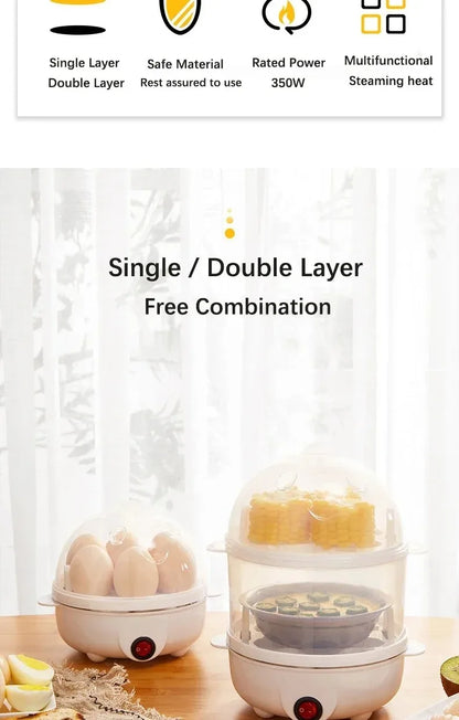 Electric Egg Cooker - Automatic Double Layer Steamer for Perfect Eggs Every Time