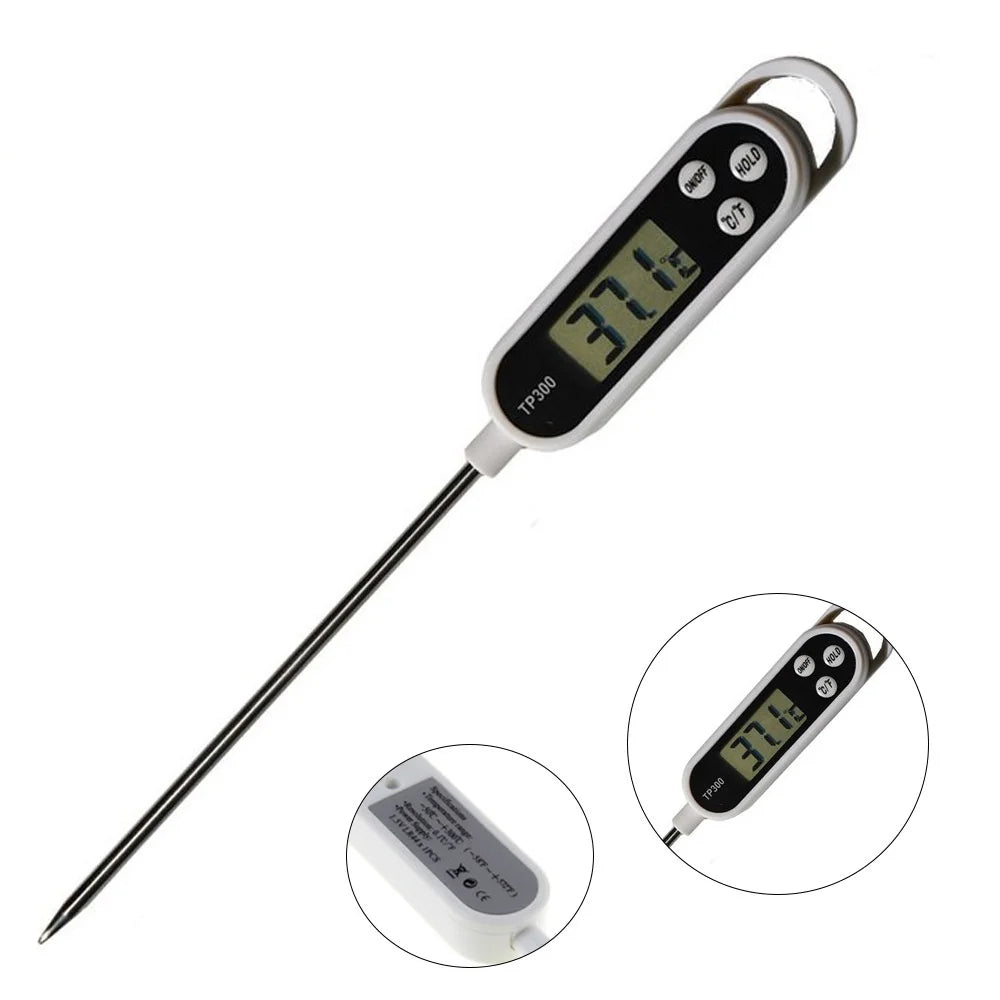 Digital Kitchen Thermometer - Stainless Steel Probe for Cooking & BBQ