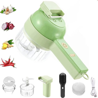 4-in-1 Electric Vegetable Cutter - Wireless Handheld Slicer for Garlic, Onions & More