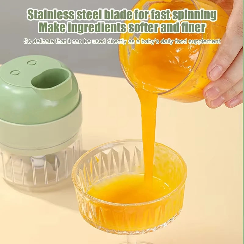 4-in-1 Electric Vegetable Cutter - Wireless Handheld Slicer for Garlic, Onions & More