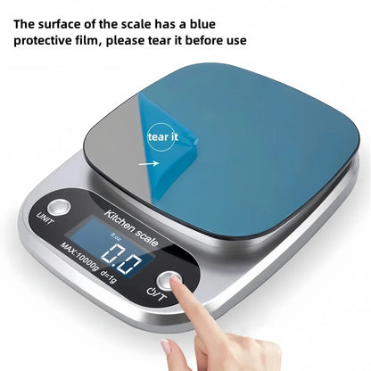 Digital Kitchen Scale 10kg - Stainless Steel LCD Electronic Food Scale