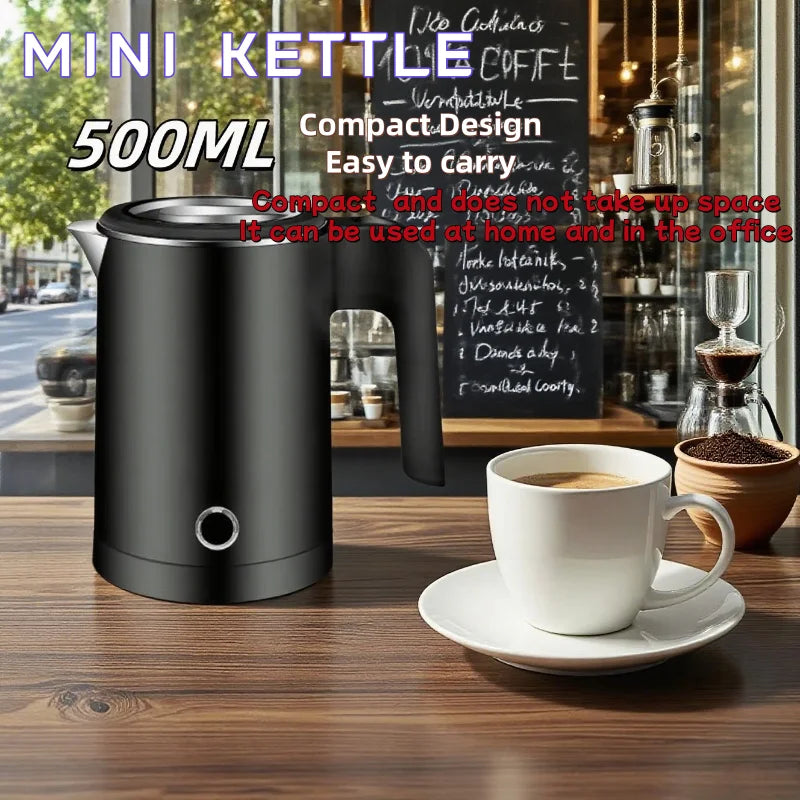 500ML Portable Travel Electric Kettle - Compact Water Boiler for Tea & Coffee