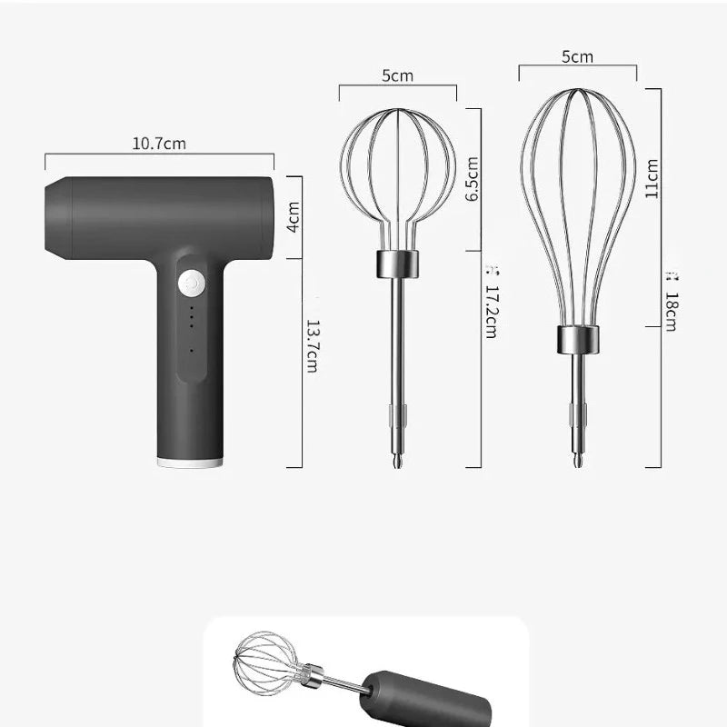 Draadloze elektrische keukenmixer - Draagbare 3-snelheden eierklopper voor bakken