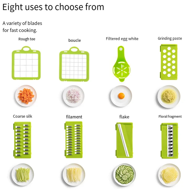 16-Piece Multifunctional Vegetable Cutter Set - Manual Slicer, Shredder & Grater