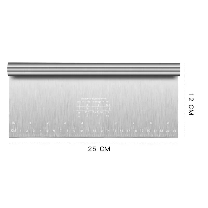 Stainless Steel Dough Scraper - Cake Smoother & Pastry Spatula for Baking