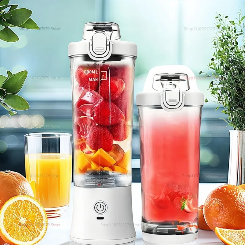 600ml Portable Blender - 4000mAh USB Rechargeable Smoothie Maker with 6 Blades