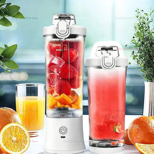 600ml Portable Blender - 4000mAh USB Rechargeable Smoothie Maker with 6 Blades