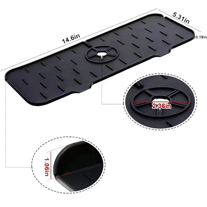 Silicone Faucet Mat - Absorbent Sink Splash Guard & Drain Pad