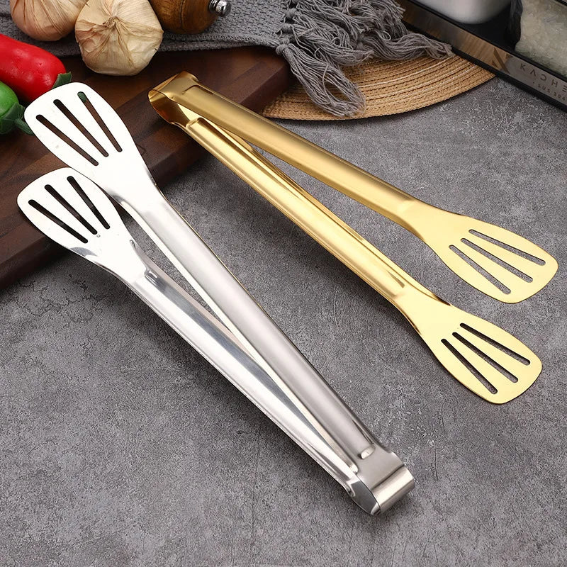 30-Styles Gold BBQ Food Tongs Steak Clip Stainless Steel Hollow Cake Bread Grill Clamp Cooking Utensils Kitchen Accessories