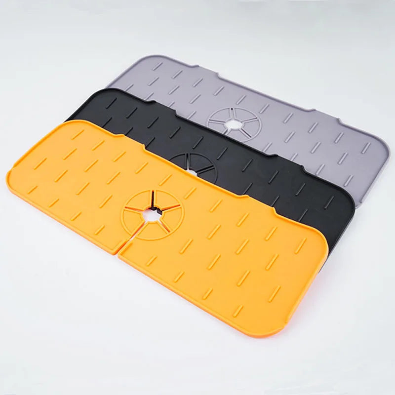 Silicone Faucet Mat - Absorbent Sink Splash Guard & Drain Pad