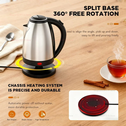 1.8L Stainless Steel Electric Kettle - 1500W Fast Boiling Water Kettle