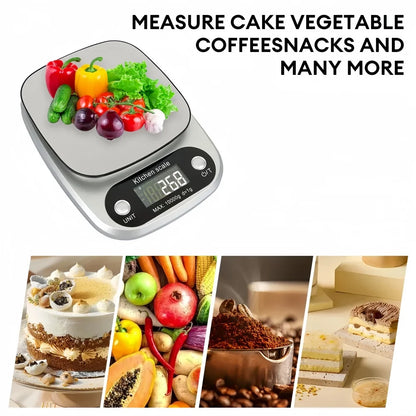 Digital Kitchen Scale 10kg - Stainless Steel LCD Electronic Food Scale
