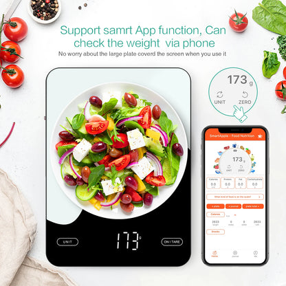 Digital Food Scale 10kg Smart Kitchen Scales with Nutrition Calculator APP Rechargeable Gram Scale for Weight Loss Baking Scales