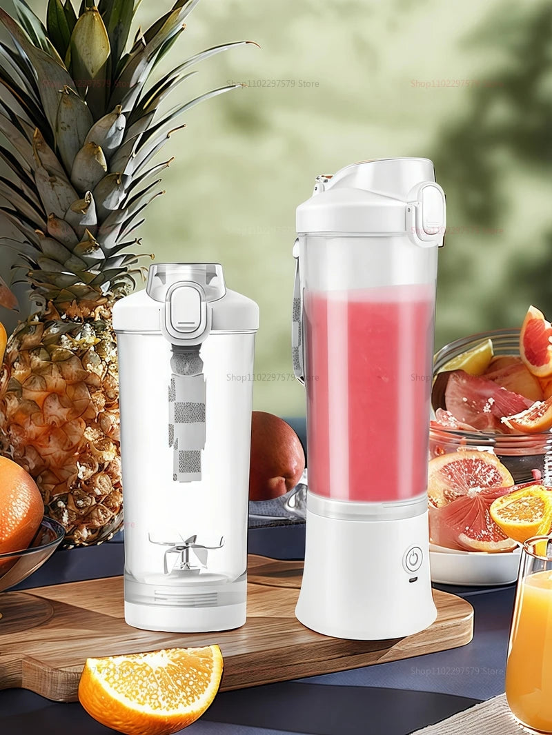 600ml Portable Blender - 4000mAh USB Rechargeable Smoothie Maker with 6 Blades