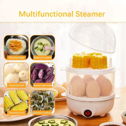 Electric Egg Cooker - Automatic Double Layer Steamer for Perfect Eggs Every Time