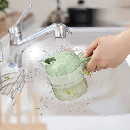 4-in-1 Electric Vegetable Cutter - Wireless Handheld Slicer for Garlic, Onions & More