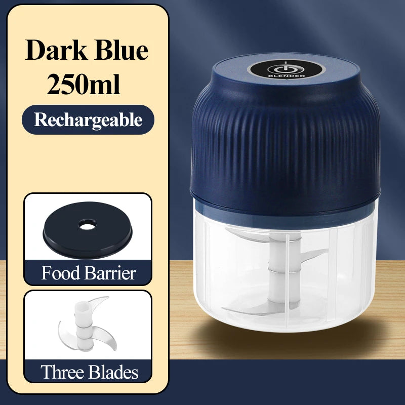 250ml Mini Electric Garlic Chopper - USB Rechargeable Wireless Food Processor