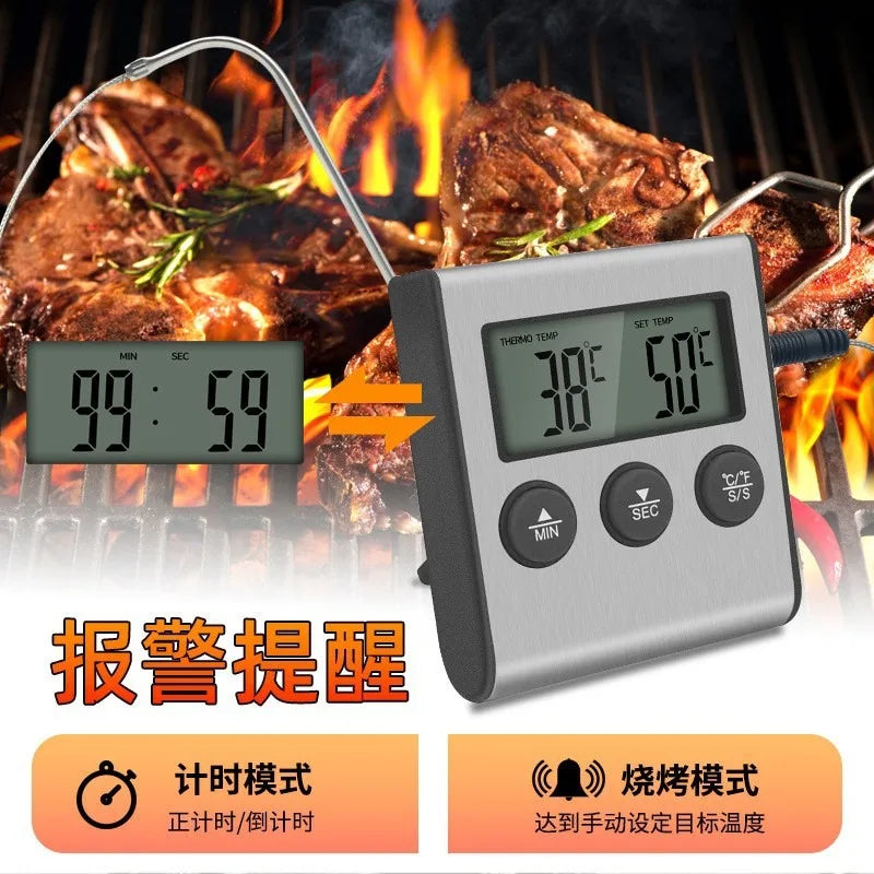 Kitchen Digital Smart Food Thermometer, Electronic Timer Oven Probe beef Meat Thermometers for BBQ & cooking & Milk