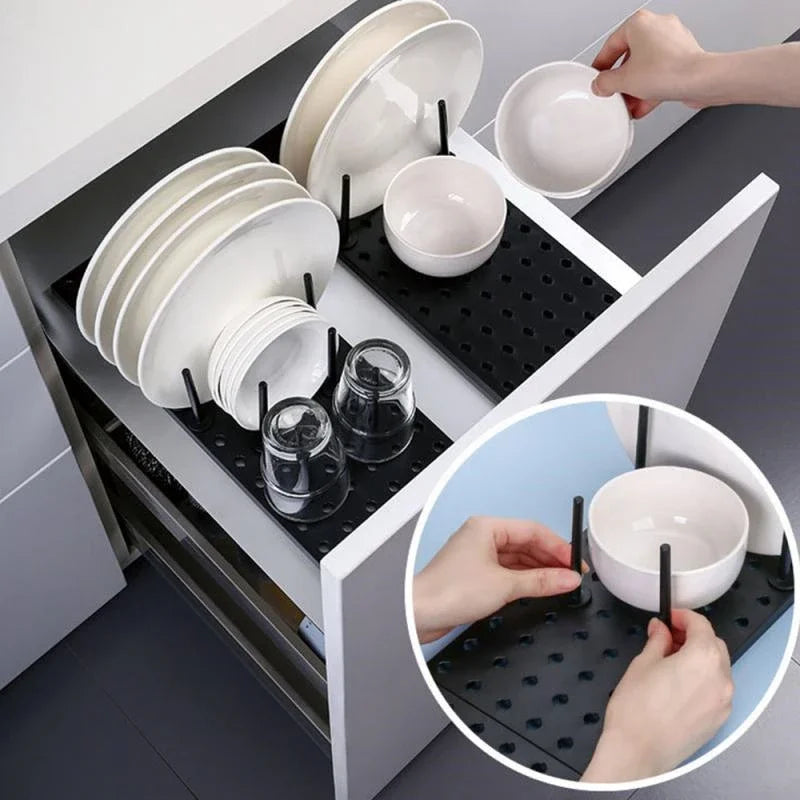 Adjustable Sink Drain Shelf - Kitchen Dish Drying Rack Organizer