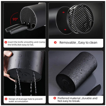 Removable Kitchen Knife Holder 22cm - Drainable Chef Knife Stand