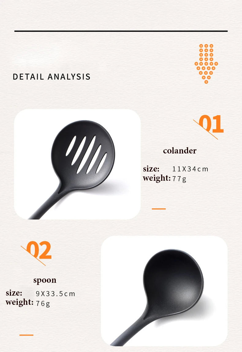 Heat Resistant Silicone Kitchen Utensils Set - Non-Stick Safe Cooking Tools