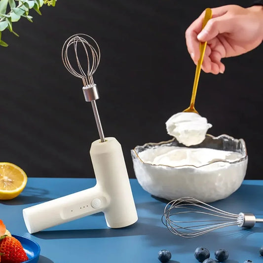 Wireless Electric Food Mixer - Portable 3-Speed Egg Beater for Baking