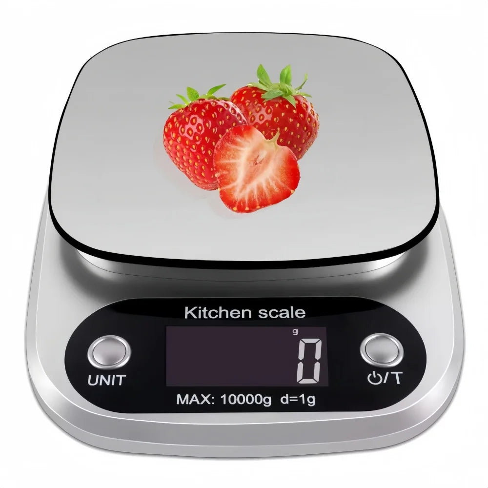 Digital Kitchen Scale 10kg - Stainless Steel LCD Electronic Food Scale