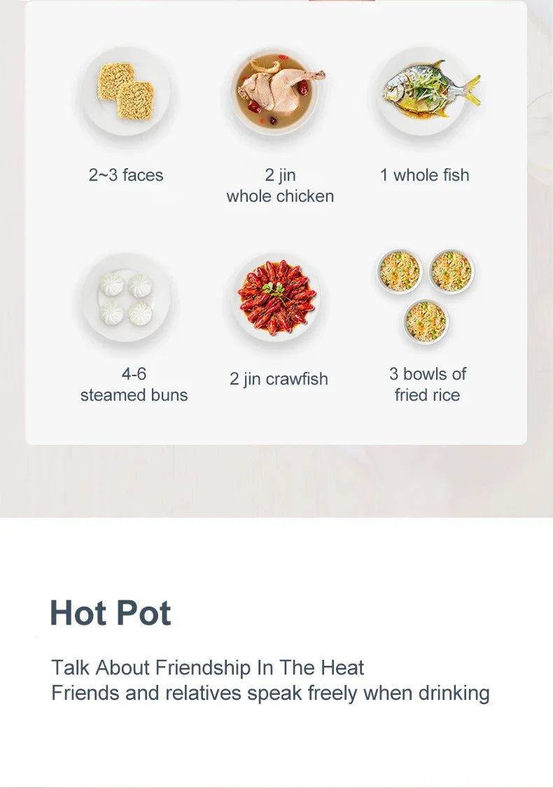 Multi-Function Electric Rice Cooker - Mini Hot Pot for 1-3 People