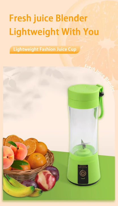 380ml Portable Electric Juicer USB Rechargeable Smoothie Blender Mini Food Processor Fruit Mixer for Travel Camping and Kitchen