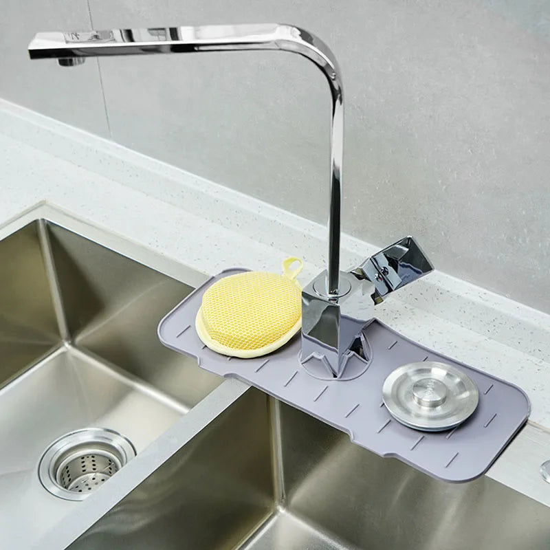 Silicone Faucet Mat - Absorbent Sink Splash Guard & Drain Pad