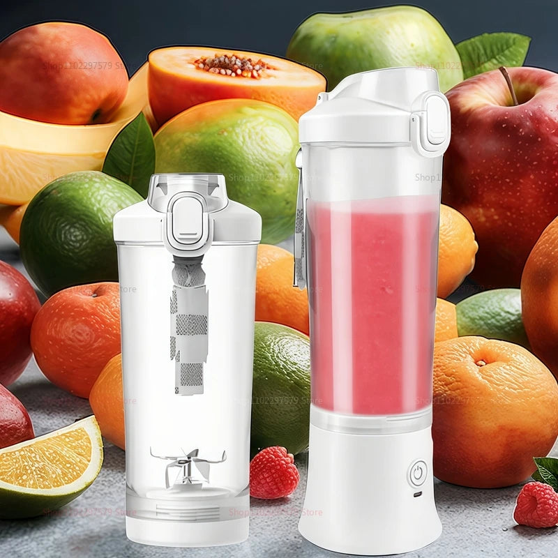 600ml Portable Blender - 4000mAh USB Rechargeable Smoothie Maker with 6 Blades
