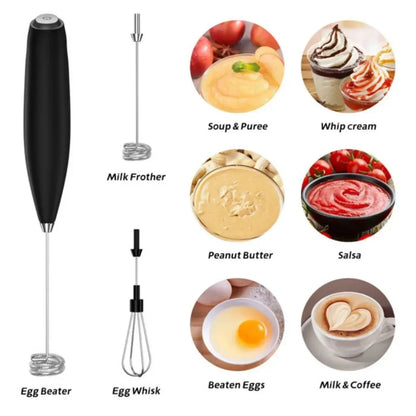 Electric Milk Frother - Handheld Mini Whisk for Coffee, Latte & Cappuccino